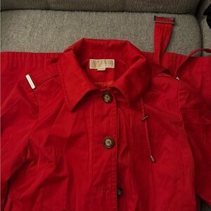 Michaels Vibrant Red Trench Coat with Belt
